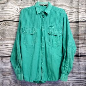 Bugle Boy Green Button Down Long Sleeve Sh…